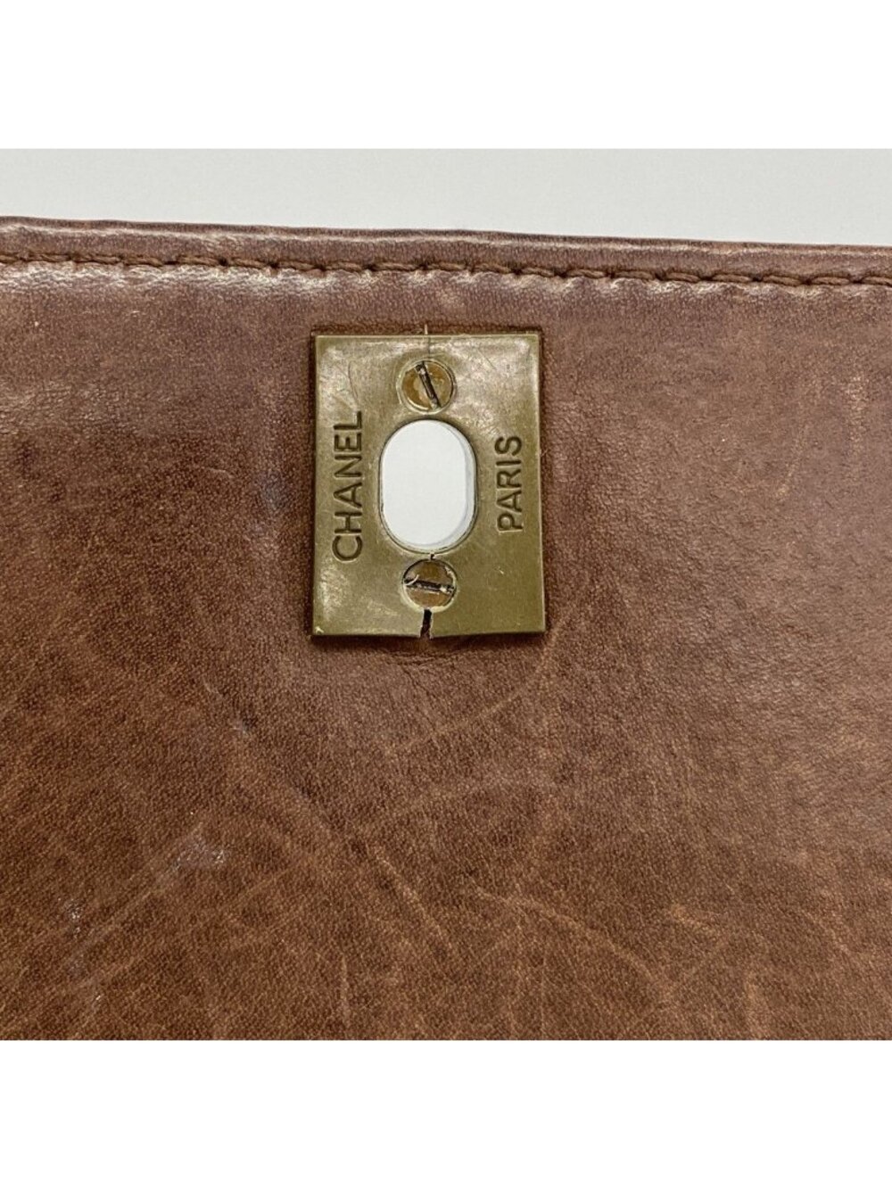 Chanel Shoulder Bag Quilted Lambskin Brown Gold - Picture 8 of 10